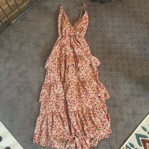 Floral Tiered Tie Waist Dress
